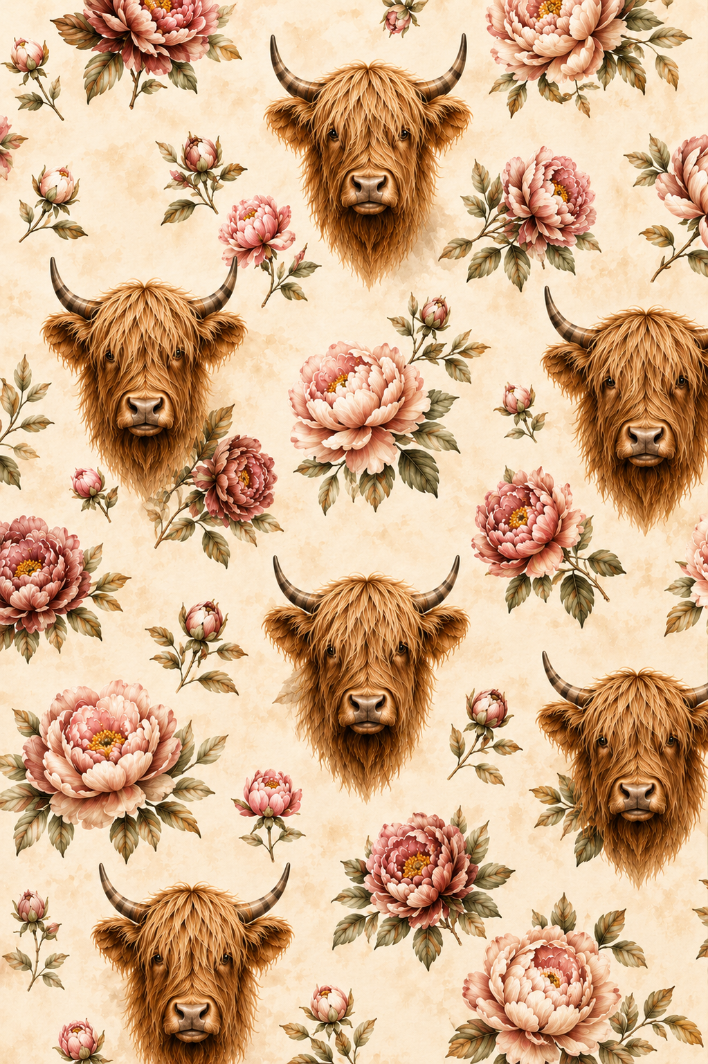 Vaches Highland en fleurs