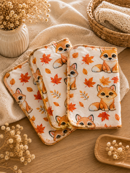 Lingettes réutilisables en squish – Renard d’automne