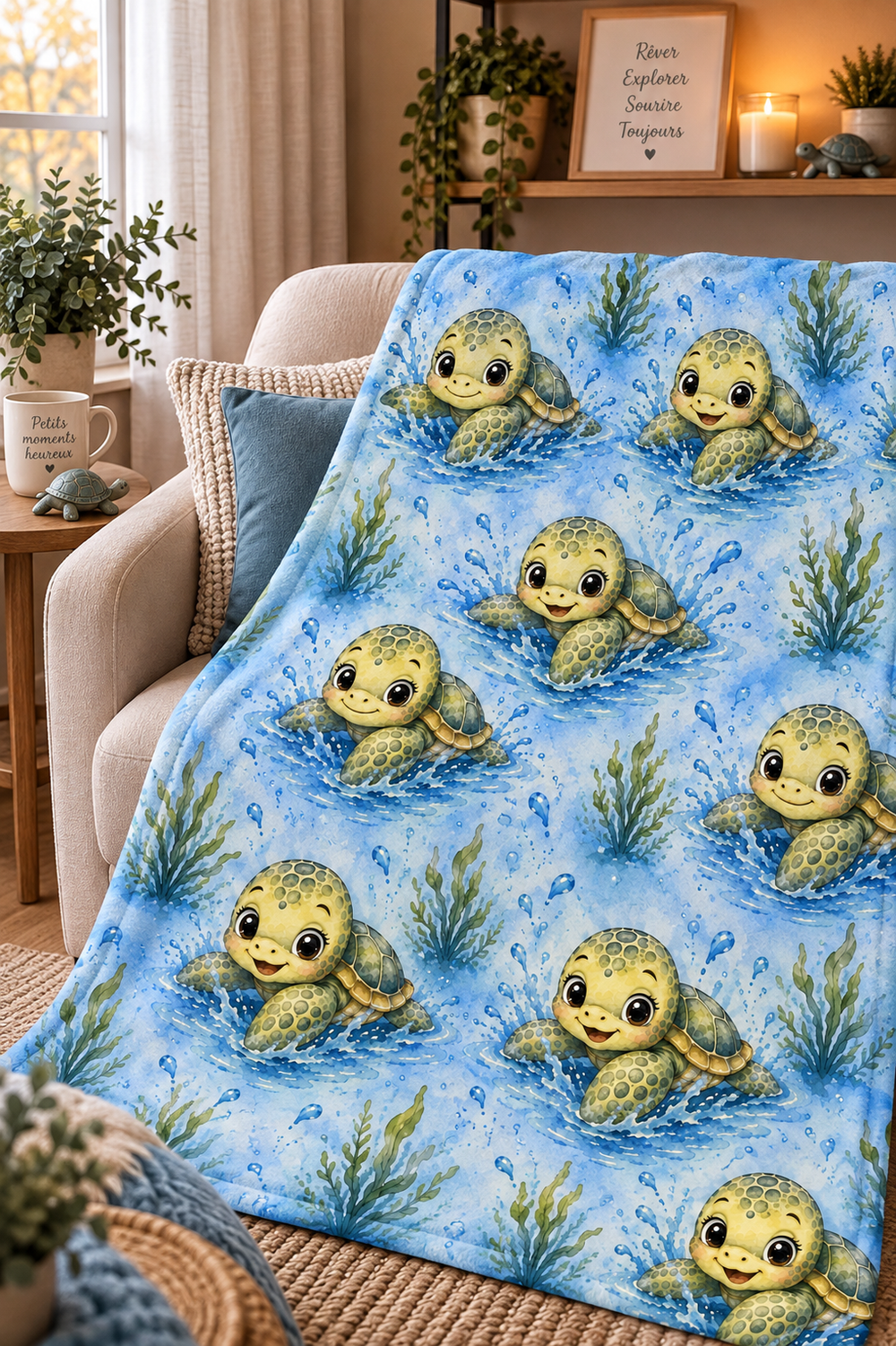 Couverture Squish enfant – Petites tortues joyeuses