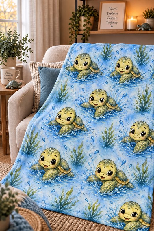 Couverture Squish enfant – Petites tortues joyeuses