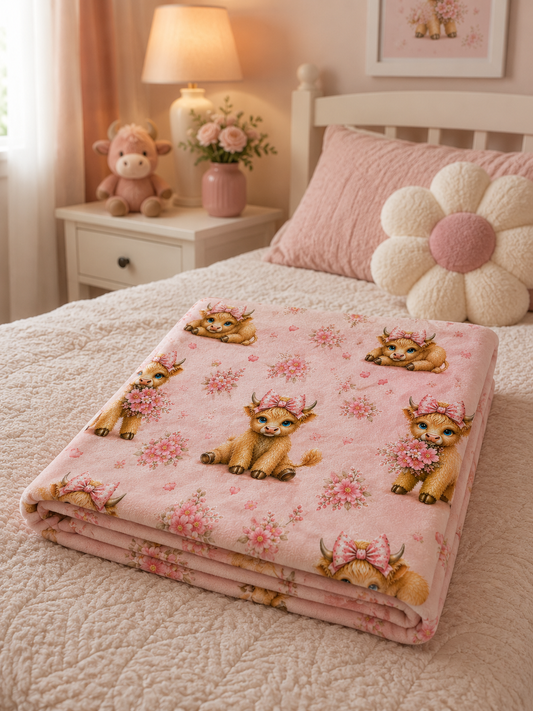 Couverture Squish enfant – Petite Highland fleurie