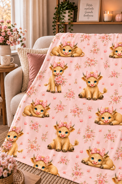 Couverture Squish enfant – Petite Highland fleurie