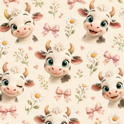 Couverture Squish enfant – Petites vaches coquettes - rose