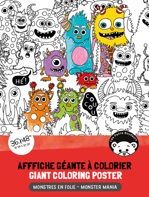 Affiche géante à colorier – Monstres en folie