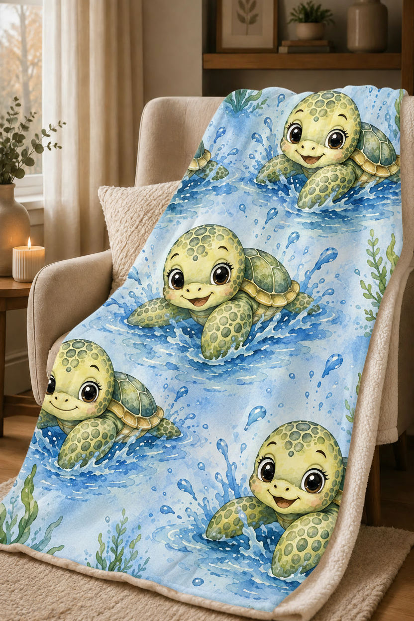 Couverture Squish enfant – Petites tortues joyeuses