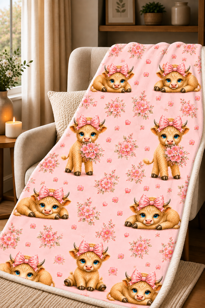 Couverture Squish enfant – Petite Highland fleurie